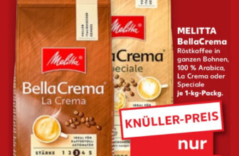 Kaufland – Melitta BellaCrema Speciale oder La Crema, Ganze Kaffeebohnen 1kg, ungemahlen, 8,99 €