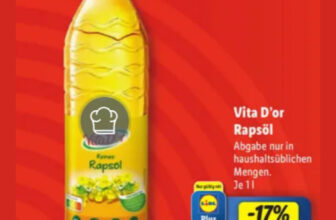 Lidl – Vita Dor Rapsöl, Je 1L nur 1,15 € [bis 27.01]