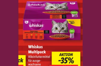 Lidl – Whiskas Multipack, versch. Sorten, Je 80*85g, nur 21,99 € [bis 27.01]