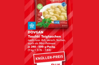 Kaufland -DOVGAN Taschki Teigtaschen, versch. Sorten. 240-500g-Packg., 1,88 € [bis 17.01]