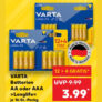 Kaufland- VARTA Batterien AA oder AAA, je 16-St.-Packg., nur 3,99 € [bis 24.01]